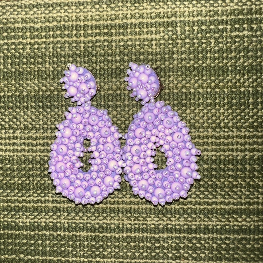Large Purple Beaded Earrings